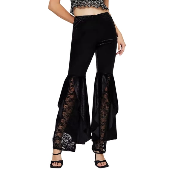 Discover Stylish Women's Casual Pants With Flare Design And Lace Cutout For Everyday And Relaxed Wear