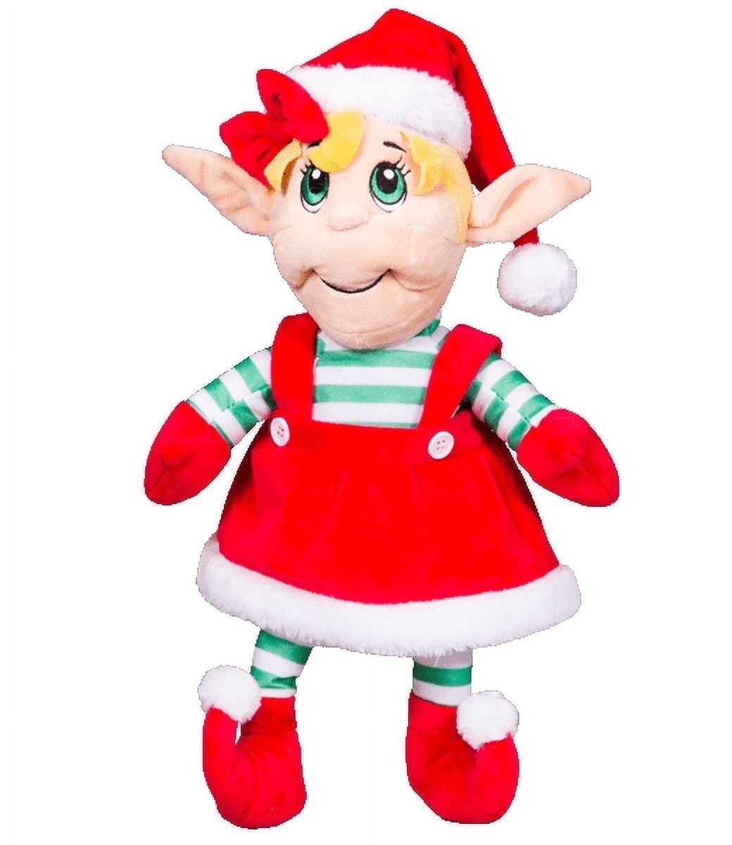 Christmas Elf Plush Pillow - 8 Inch Soft Stuffed Animal Toy, Holiday Decor & Gift