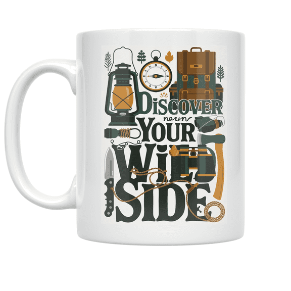 Discover Your Wild Side Camping Design - Outdoor Enthusiast - 11 oz Ceramic Coffee Mug