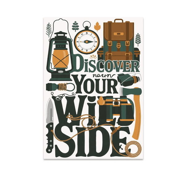 Discover Your Wild Side Camping Wall Art - Outdoor Enthusiast - 13x19 Poster Print