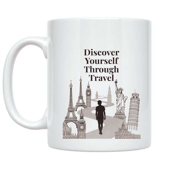 Discover Yourself Through Travel - Wellness Explorer - 11 oz Ceramic Coffee Mug