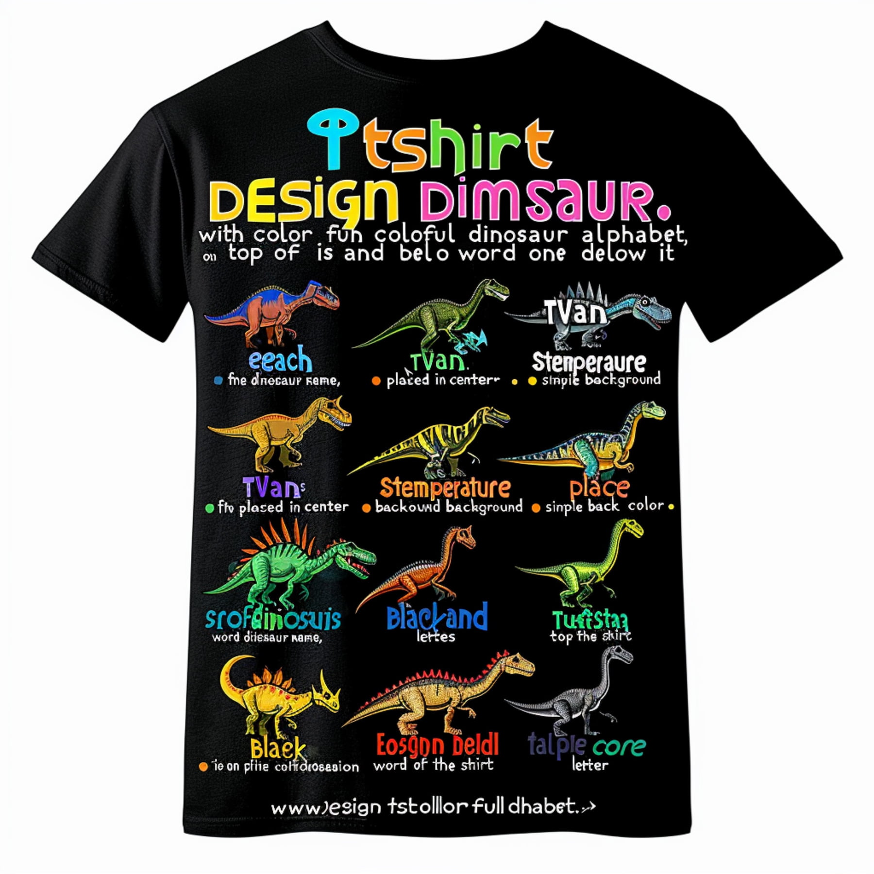 Discover the Dino Alphabet Adventure on this New Black TShirt Unleash