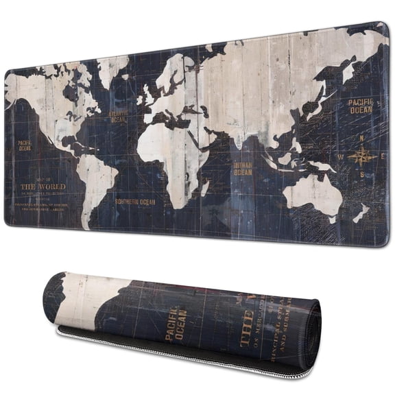 Discover the World in Your Game: Extended XXL Mouse Pad - Non-Slip Base, Stitched Edges, World Map Design (31.5x11.8 Inch)
