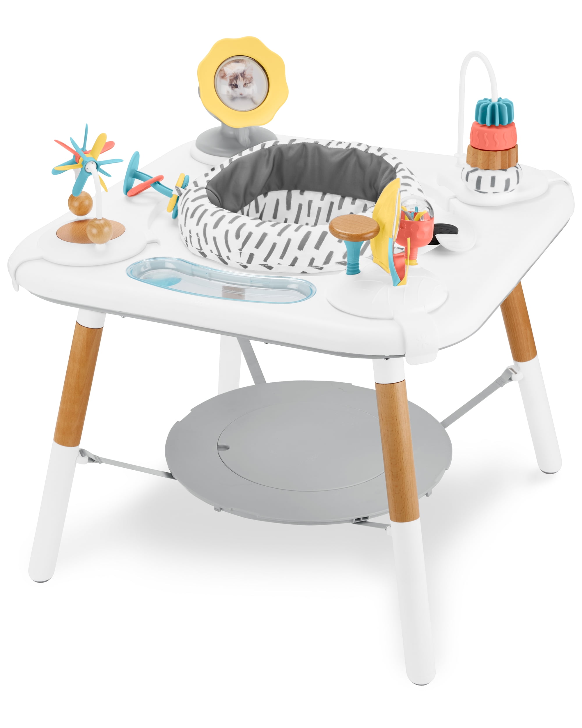 Montessori-Inspired White and Natural Wood Baby Activity Center