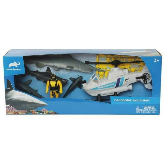 Discovery Animal Planet Helicopter Excursion Action Figure Set, 1 Helicopter, 4 Sharks