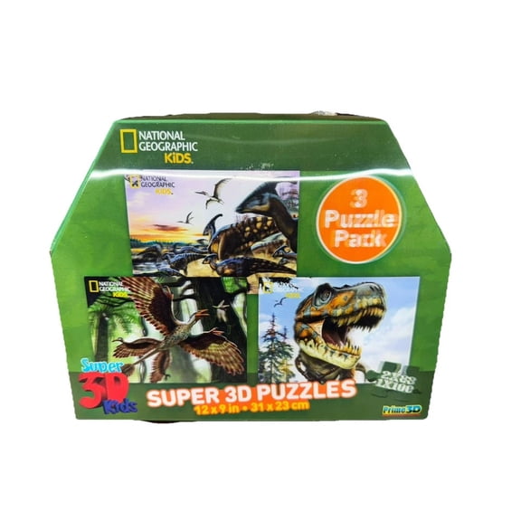 Discovery Channel 3D Three Puzzle Pack - 48/63 Piece Puzzles - Dinosaurs