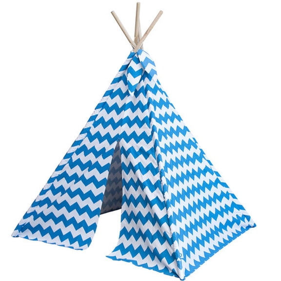 Discovery Kids Chevron Canvas Teepee Play Tents, Blue