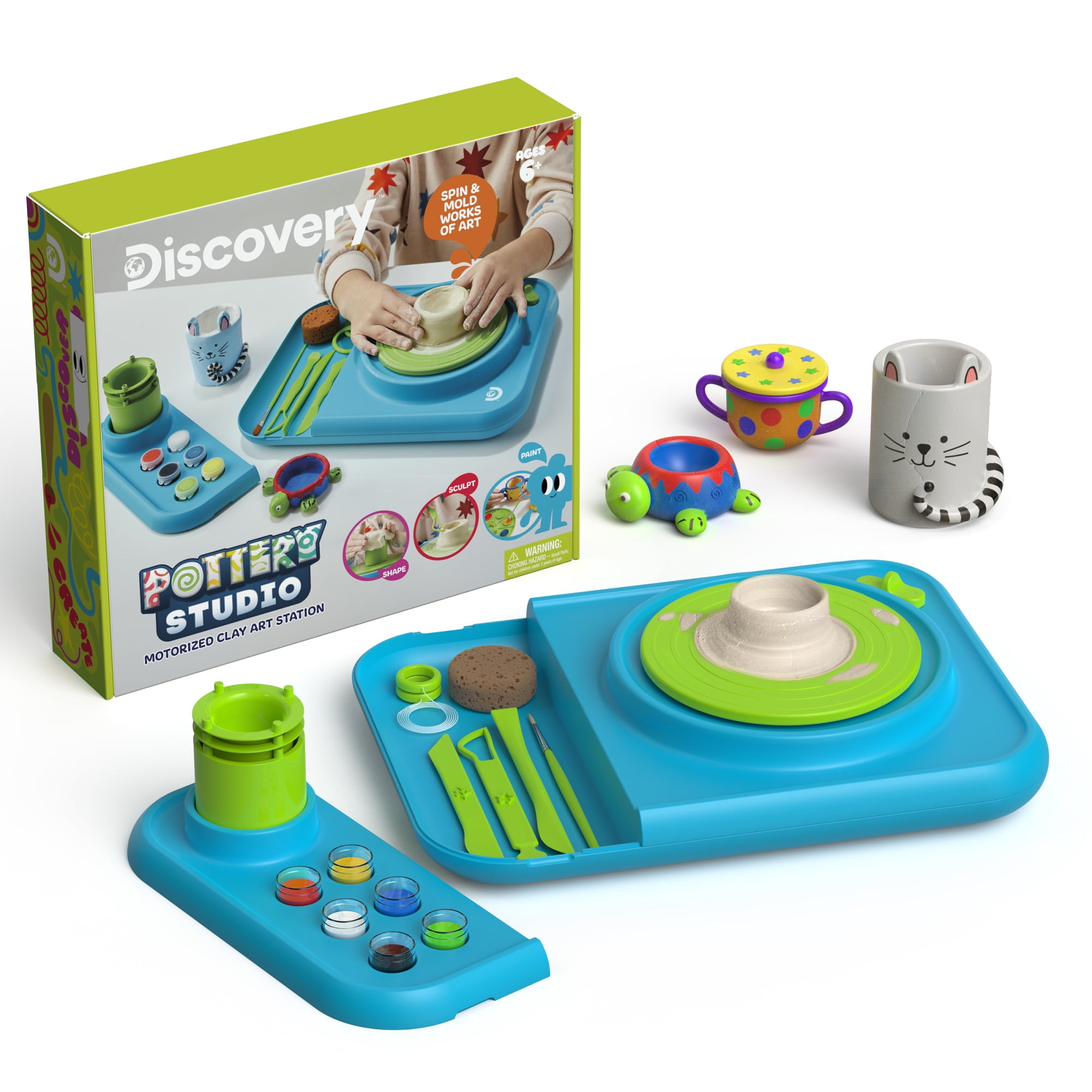Discovery Kids Motorized Pottery Studio with Tools and Paints