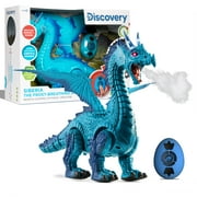 Discovery Kids RC Smoke Breathing Dragon Toy, Remote Controlled Walking, Blue, Ages 5-7