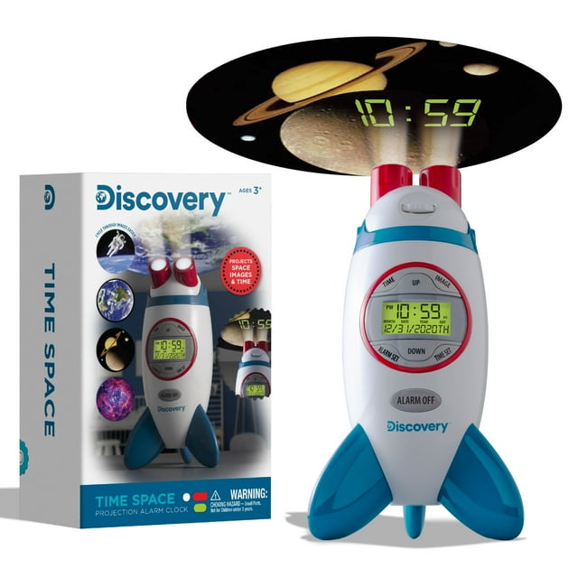 Discovery Kids Time and Space Projection Alarm Clock, Rocketship Themed