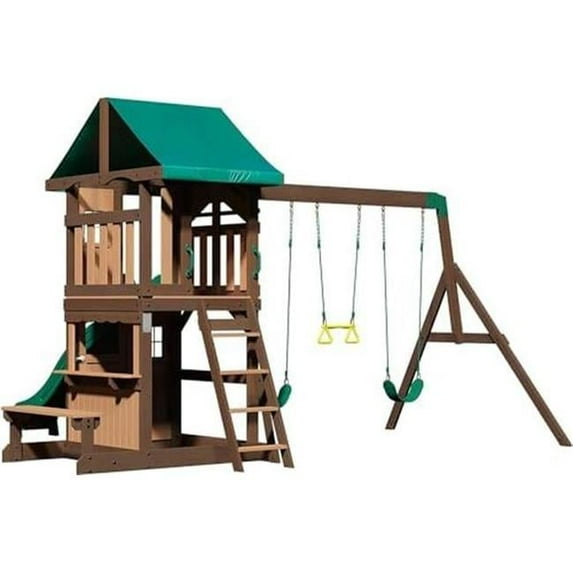Discovery Lakewood Cedar Wood Swing Set - White Robot
