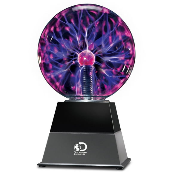 Discovery #Mindblown 6" Plasma Globe Lamp with Interactive Electric Touch and Sound Sensitive Lightning and Tesla Coil, Includes AC Adapter, Glass STEM Lava Lamp-Style Light for Desk, Kids Room