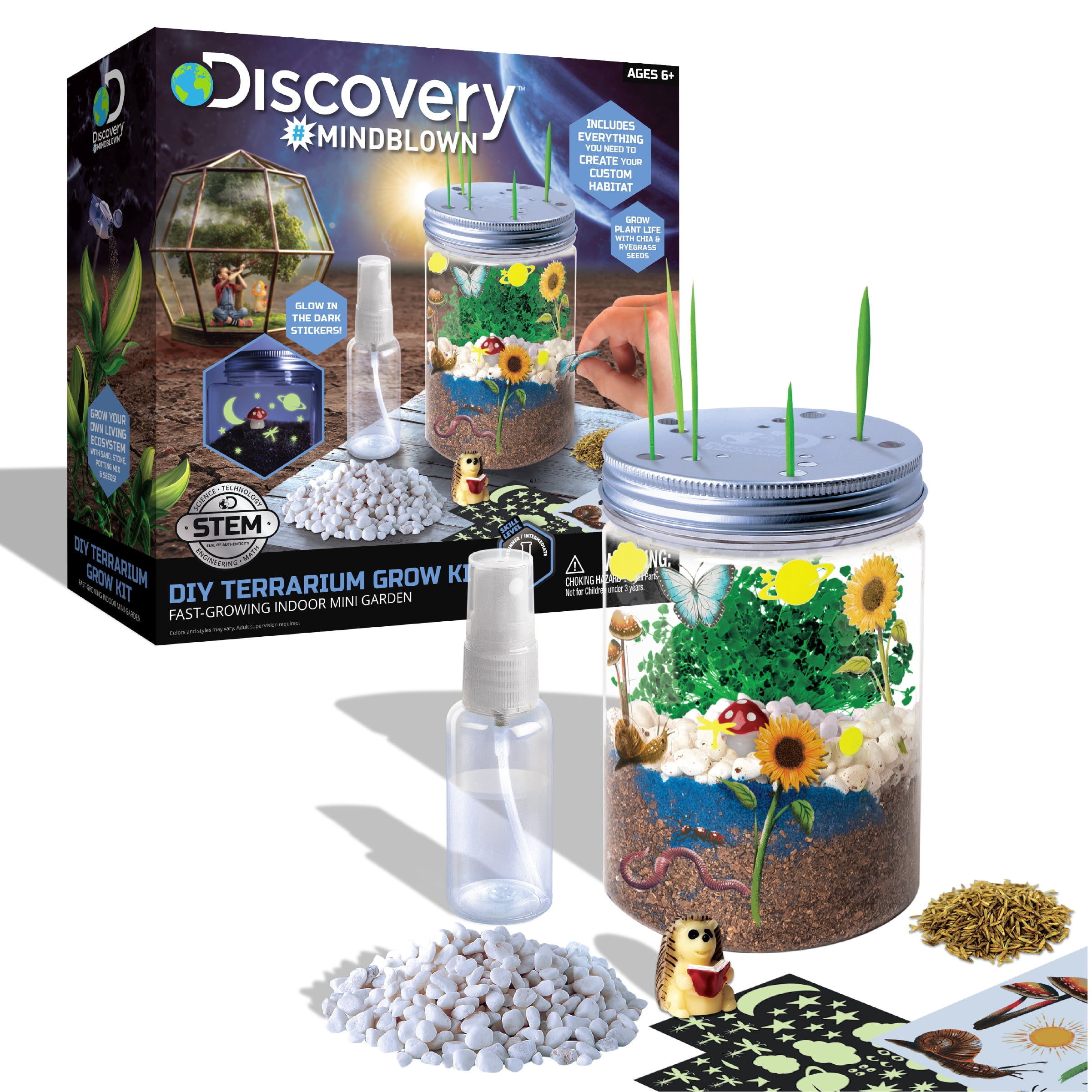 Discovery #Mindblown DIY Terrarium Grow Kit, STEM Educational Science Project, Ages 6+, Multicolor