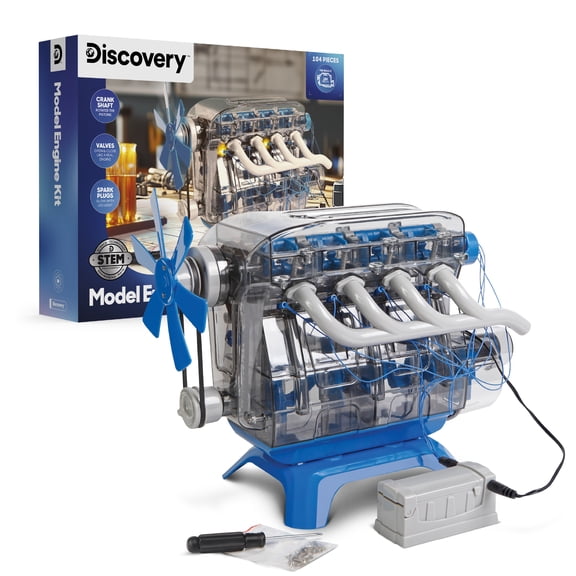 Discovery #Mindblown Model Engine Kit for Children, with Moving Motor Parts and LED Lights
