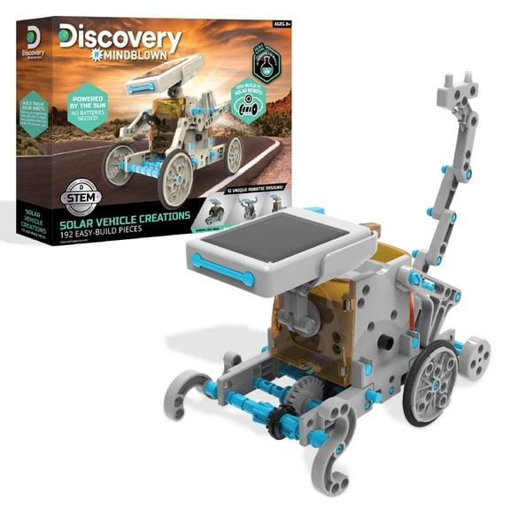 Discovery #Mindblown STEM 12-in-1 Solar Robot Creation 197-Piece Kit with Working Solar Powered Motorized Engine and Gears, Construction Engineering Set for Ages 8 and Up