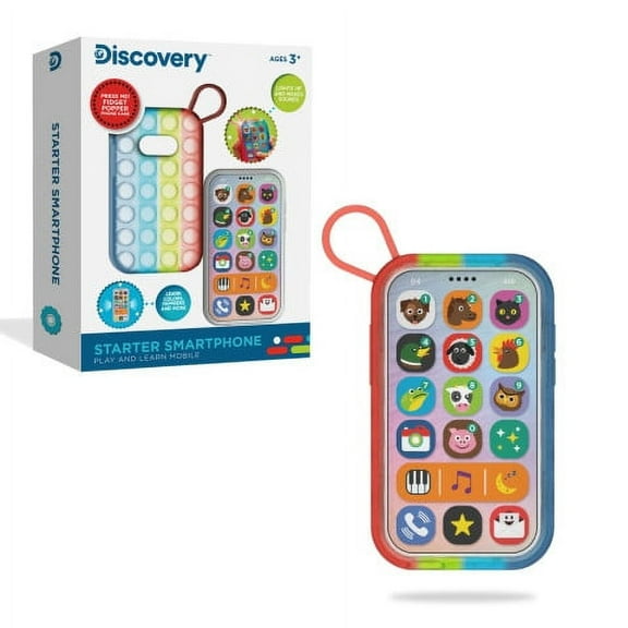 Discovery Play and Learn Mobile Starter Smartphone, Educational Learning Toy With Sensory Fidget Popper Case