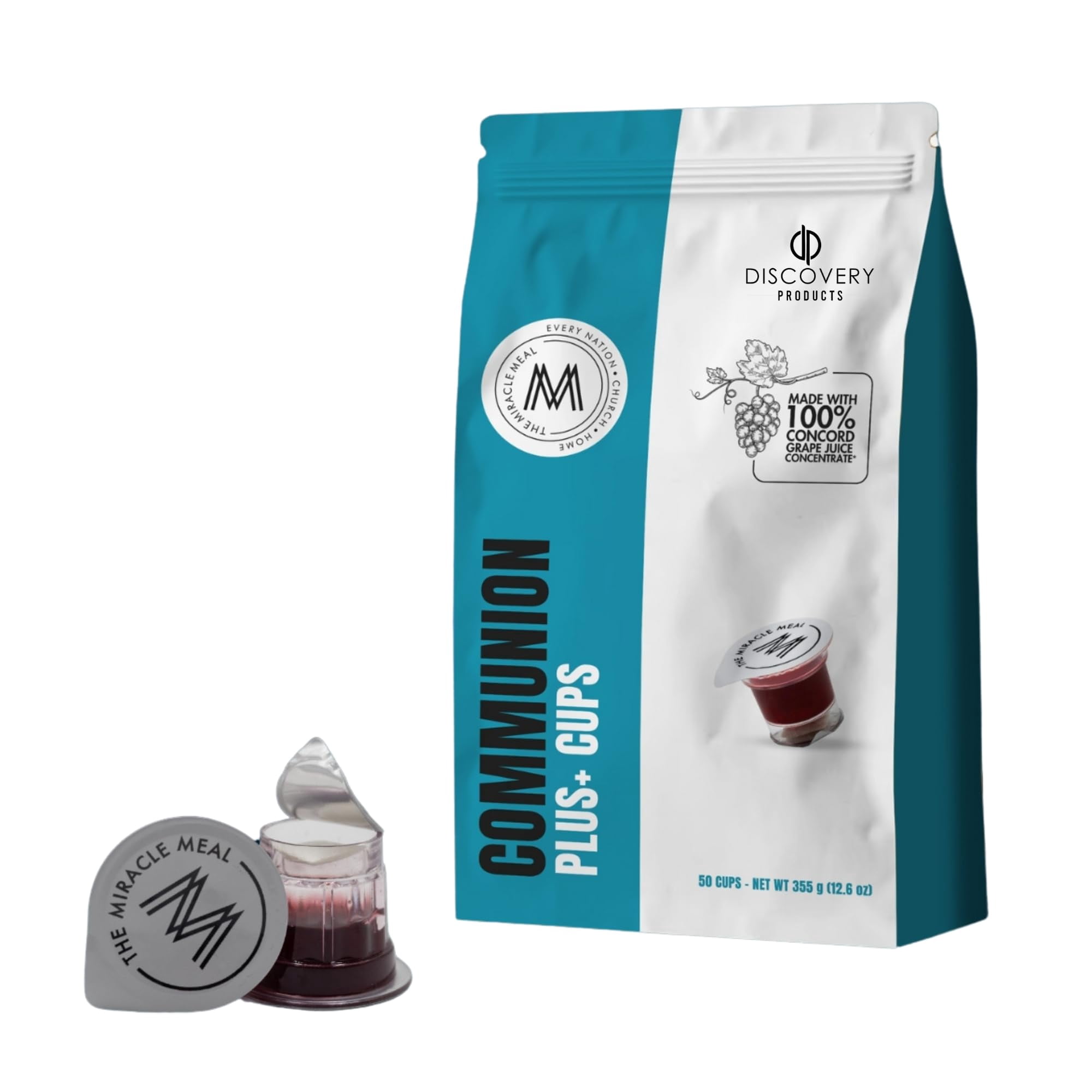 Discovery Product Travel Pack - Pre-Filled Communion Plus Cup - Bag of 50 with Wafer and 100% Concord Grape Juice
