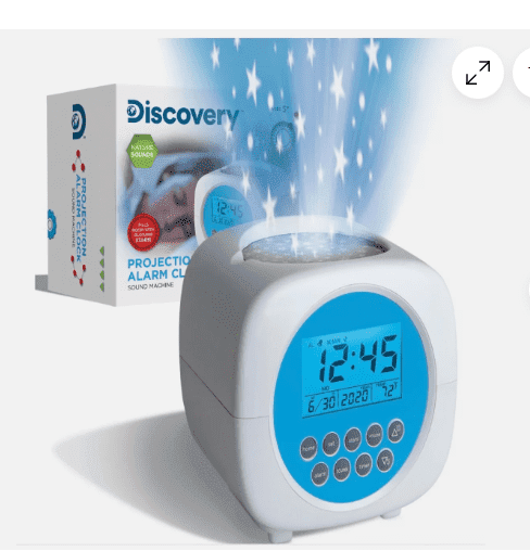 Discovery Projection Alarm Clock Sound Machine with LED Lights ...