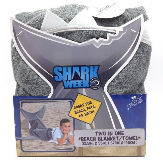 Discovery Shark Week 2-in-1 Soft Absorbent Beach Blanket / Towel 22.5" x 55"