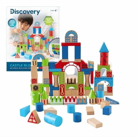 Discovery Wood Castle Blocks 80-Piece [Amazon Exclusives] Natural Wood