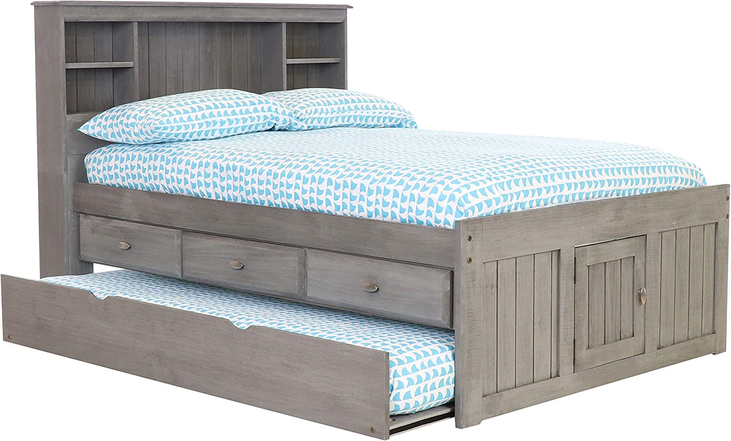 South Shore Spark 3Drawer Storage Bed, Twin, Chocolate, with Bookcase Headboard