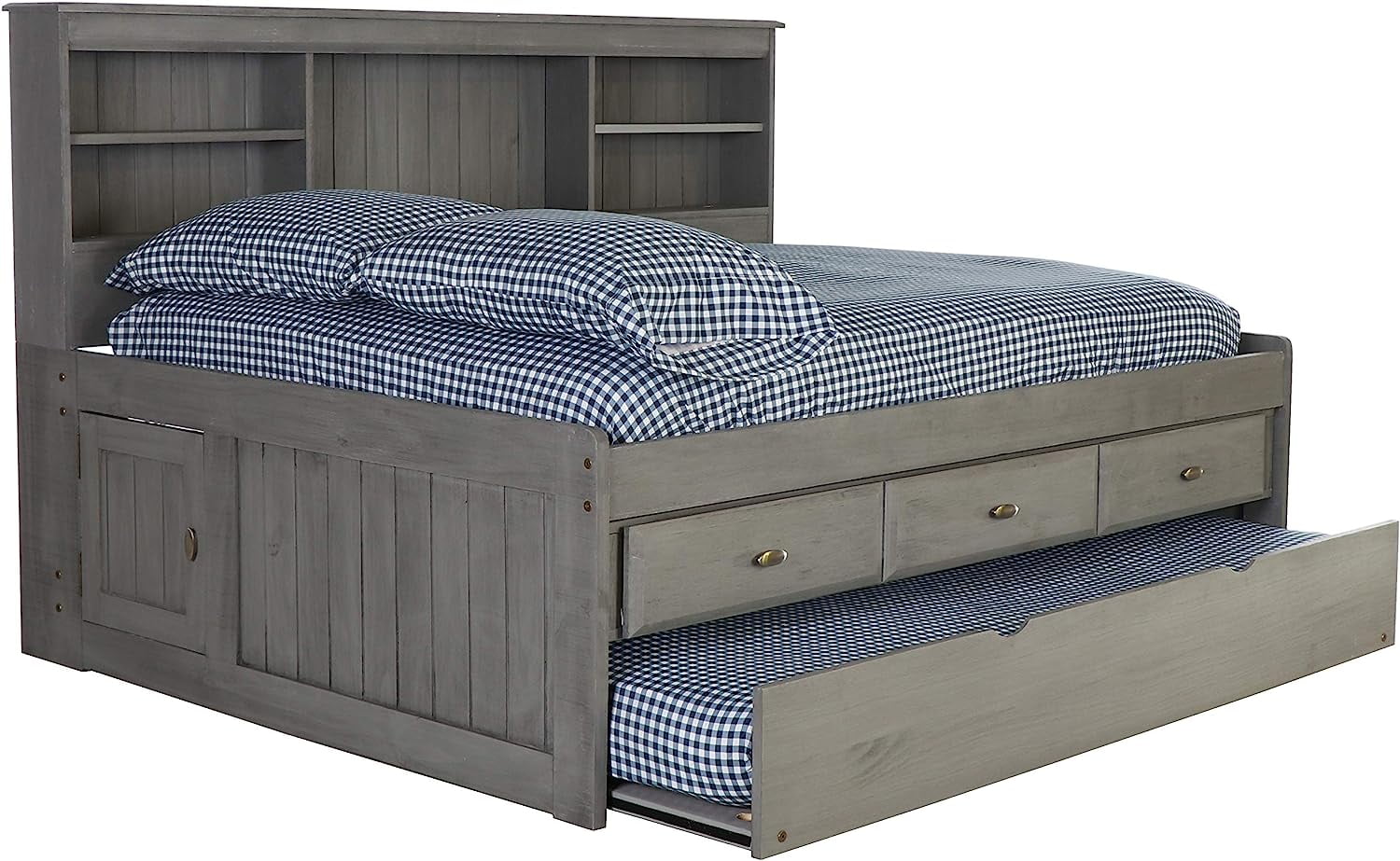 Discovery World Furniture - Full Size Bed Frame With Headboard Bookcase ...