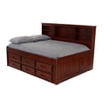 thumbnail image 1 of Discovery World Furniture - Full Size Bed Frame with Side Headboard Bookcase, Captain Day Bed with 6 Drawers, Full Size Bed with Storage, Merlot Finish, 1 of 7