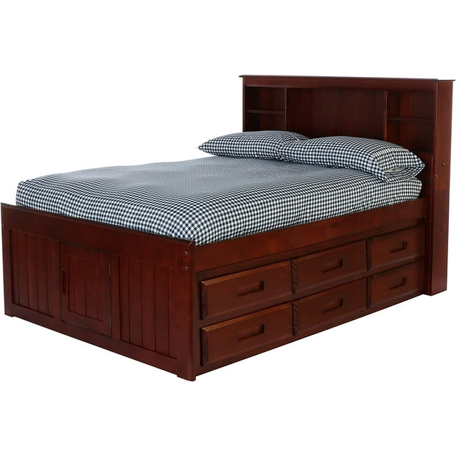 Discovery World Furniture Kids Wooden Full Size Bed with Bookshelf ...