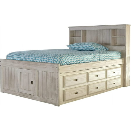 Discovery World Furniture Full Size Bookcase Bed with 6 Drawers in Ash