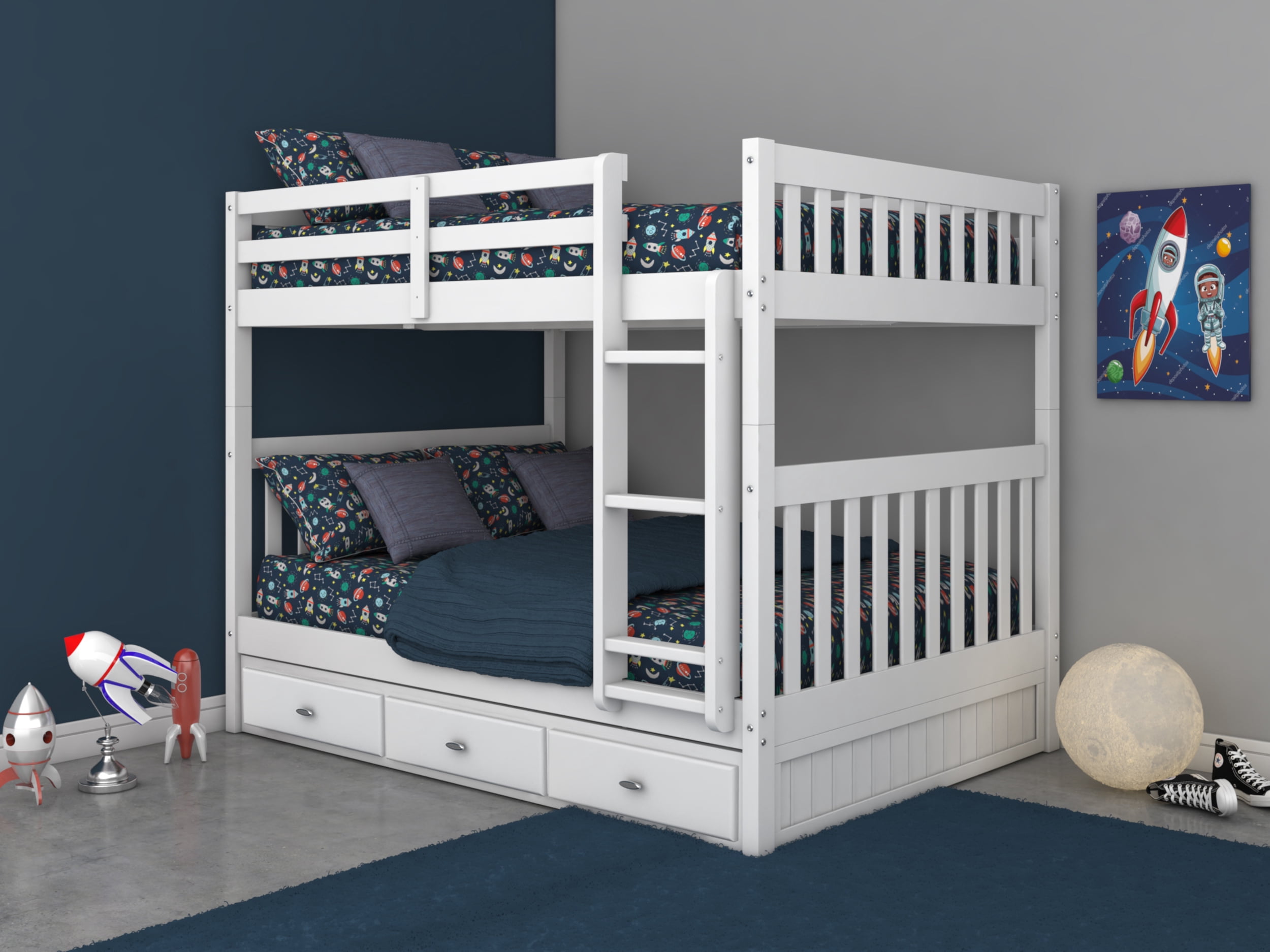 Discovery World Furniture Full over Full Kids Bunk Bed with Storage
