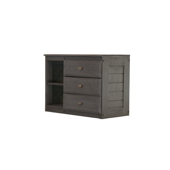 Discovery World Furniture Kids 3 Drawer Bedside Chest with Shelves in Charcoal
