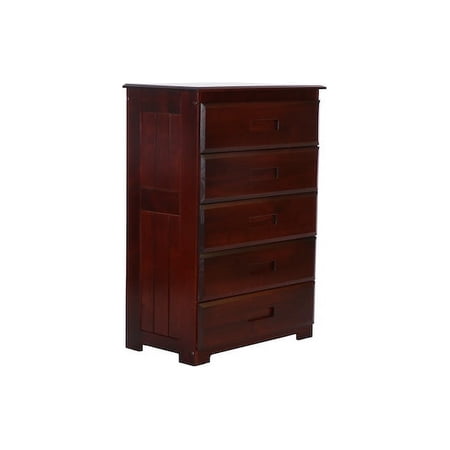 Discovery World Furniture Solid Wood 5 Drawer Chest in Merlot