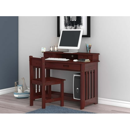 Discovery World Furniture Student Desk, Hutch, and Chair in Merlot