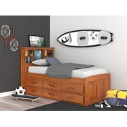 Discovery World Furniture Twin Bookcase Bed with 12 Drawers in Honey