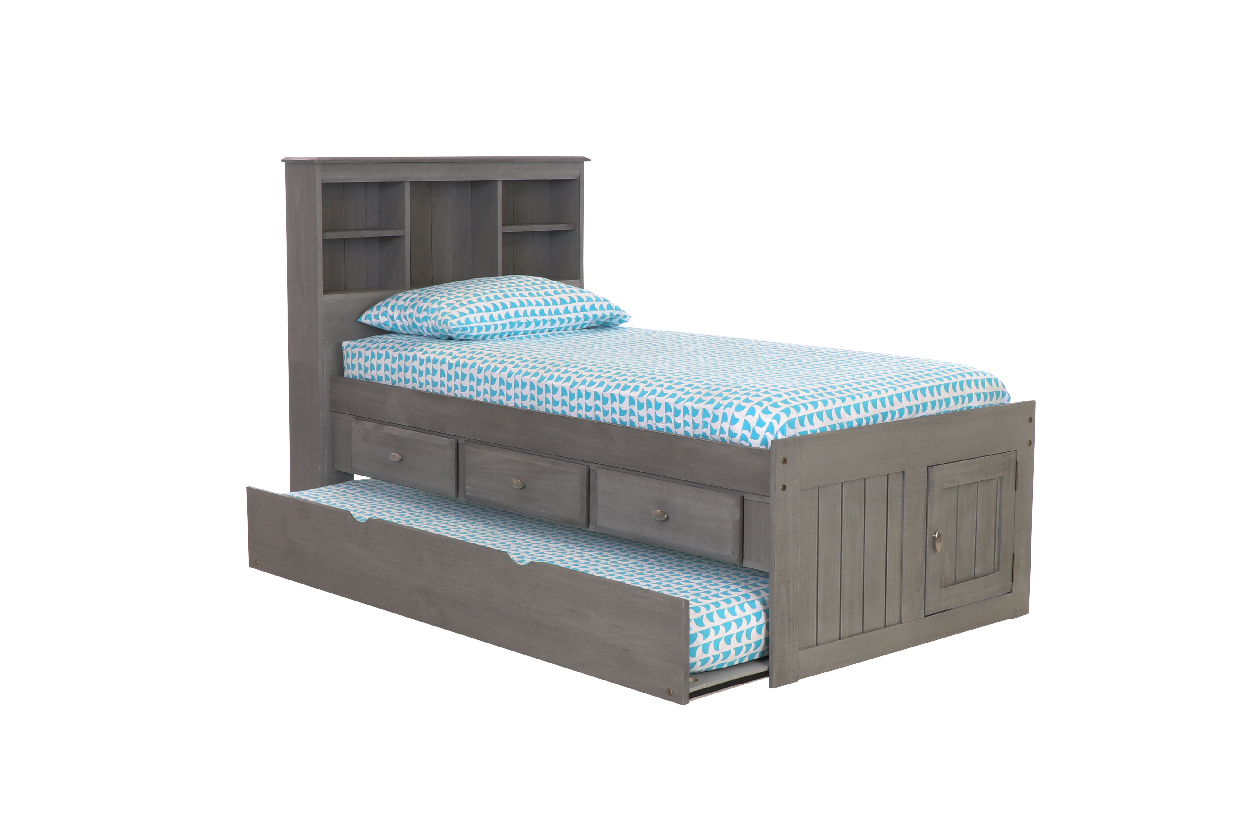 South Shore Summertime Twin Storage Bed 39'' with 3 Drawers, White and Maple