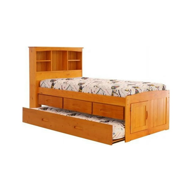 Discovery World Furniture Twin Size Bed Frame with Headboard Bookcase