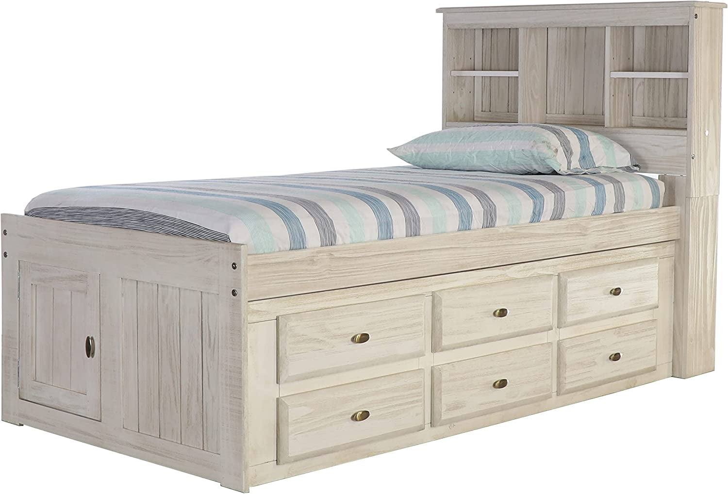 Discovery World Furniture Twin Bookshelf Bed Frame with Headboard