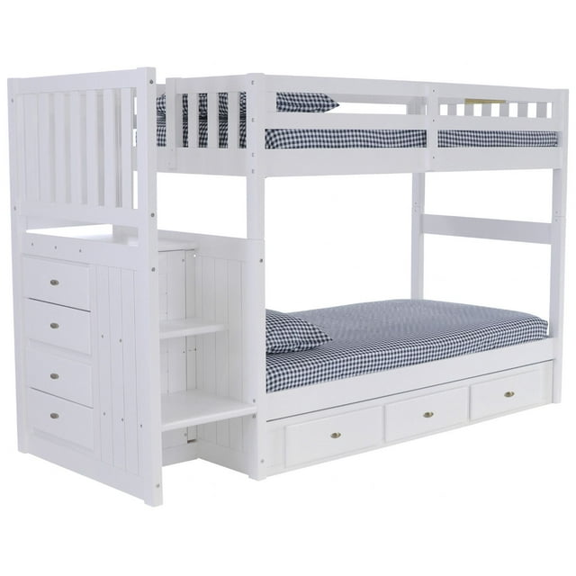 Discovery World Furniture Twin over Twin Staircase Bunk bed with 3