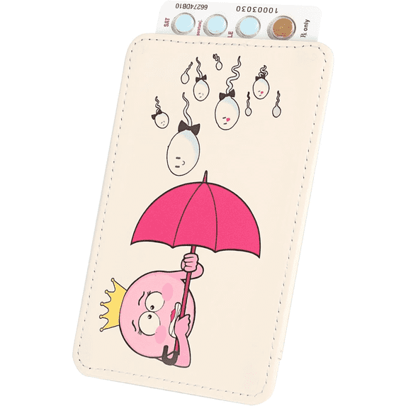 Discreet Birth Control Pill Case Holder Sleeve 4.4 x 3 Inch - Fits All Standard Pill Packs (Beige)