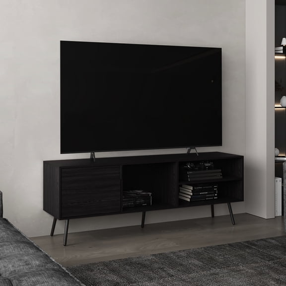 Discreet Entertainment Storage - 63" Wide Modern TV Stand for Home