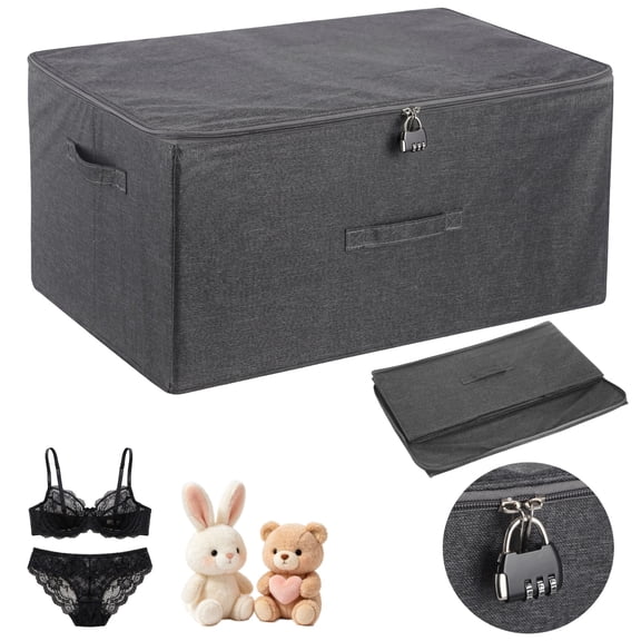 Discreet Lockable Adult Toy Bag, Game Toy Storage Organizer with Combination Lock & Lid, 23.6 x 15.7 x 11.8" Large Clothes Storage Bin for Men and Women