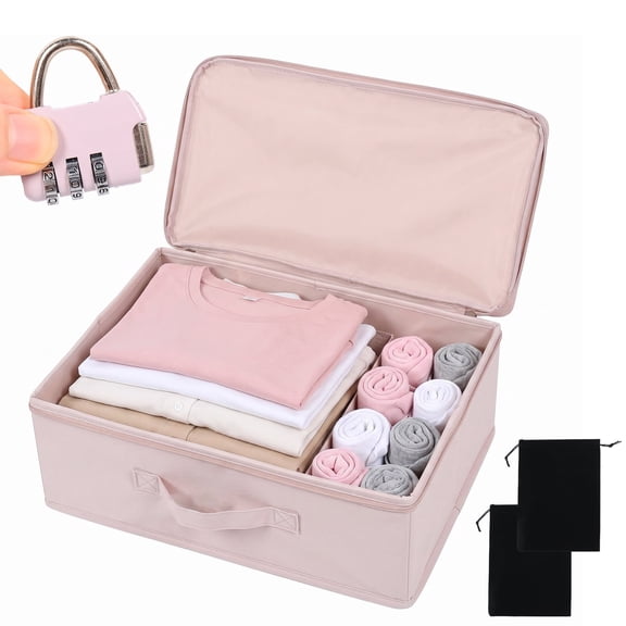 Discreet Lockable Storage Box for Personal Items, Waterproof Organizer Case with Combination Lock, 15" x 10" x 6.3"