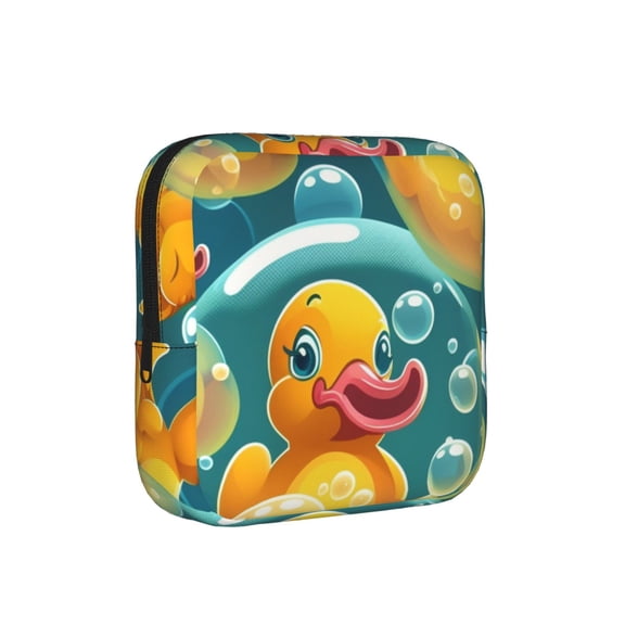Discreet Privacy Pouch Women Portable Feminine Hygiene Organizer Bag for Pads Tampons Travel Toiletry Makeup Case, Yellow Rubber Ducks Funny Soap Bubbles