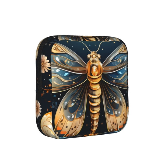 Discreet Privacy Pouch Women Portable Feminine Hygiene Organizer Bag for Pads Tampons Travel Toiletry Makeup Case, Hawk Moth Fireflies Art