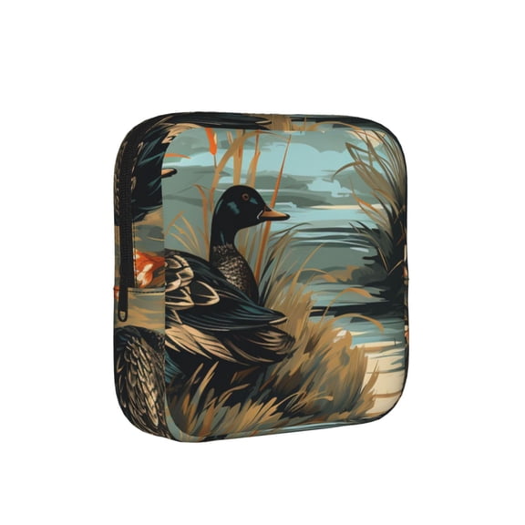 Discreet Privacy Pouch Women Portable Feminine Hygiene Organizer Bag for Pads Tampons Travel Toiletry Makeup Case, Mallards Duck Hunting Graphic