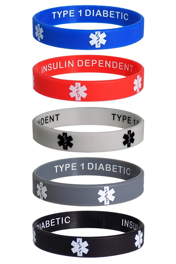 Discreet Protection, Vibrant Style: Type 1 Diabetic Medical Alert Bracelets (5-Pack)