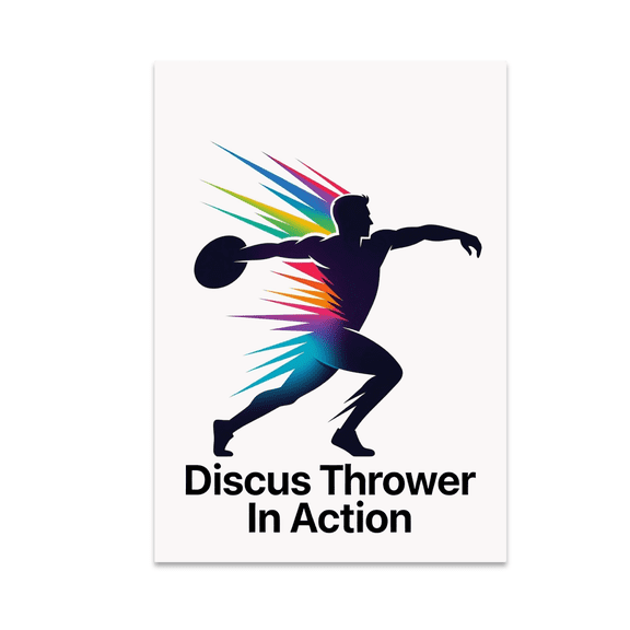 Discus Thrower In Action - Track & Field Athlete - 13x19 Poster Print
