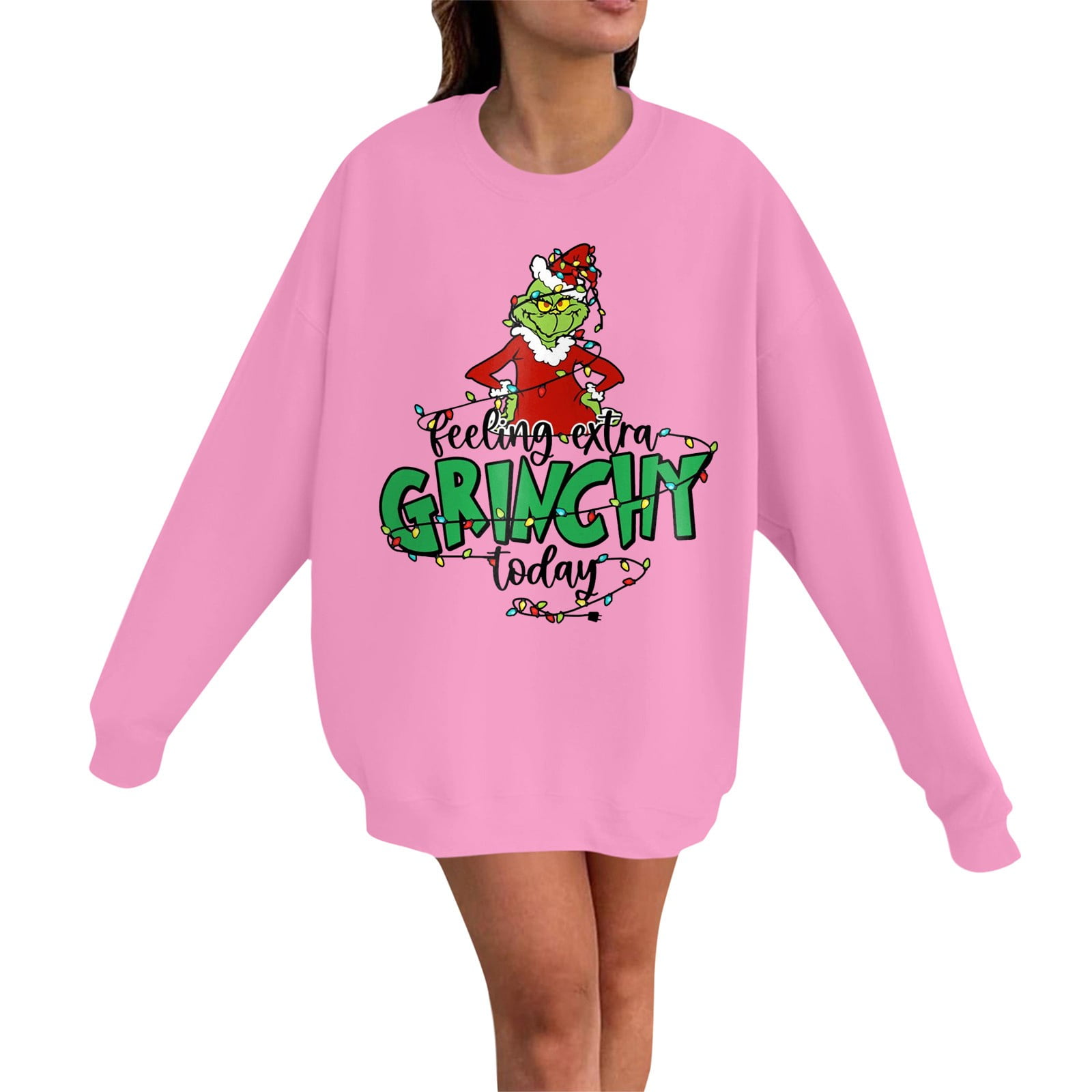 Disfraz De Grinch Women's Oversized Red Christmas Sweatshirt Feeling ...