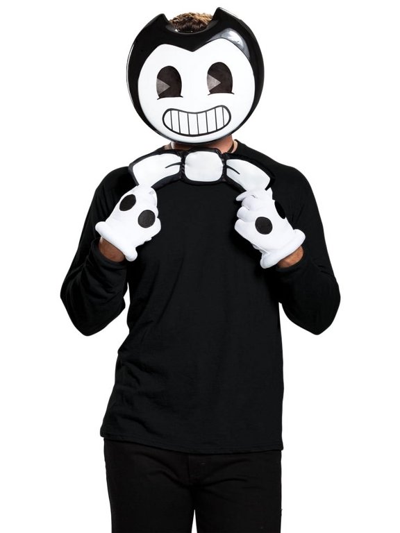 Bendy Men's Fancy-Dress Costume with Mask, Bowtie, and Gloves for Adults, One Size