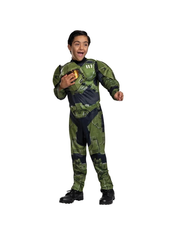 Boys' Adaptive HALO Infinite Master Chief Muscle Jumpsuit Costume - 4-6